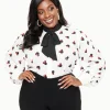 Disney Mickey & Friends Collection by Unique Vintage Plus Size White Minnie Mouse Stamp Print Gwen Blouse