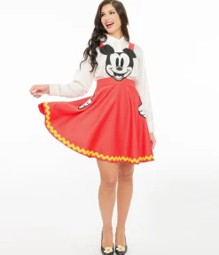 Disney Mickey & Friends Collection by Unique Vintage Red Mickey Face Pinafore