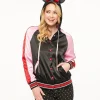 Disney Mickey & Friends Collection by Unique Vintage Minnie Mouse Hooded Satin Bomber Jacket