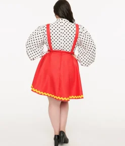 Disney Mickey & Friends Collection by Unique Vintage Plus Size Red Mickey Face Pinafore