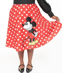 Disney Mickey & Friends Collection by Unique Vintage Plus Size Red & White Polka Dot Mickey Mouse Vivien Swing Skirt
