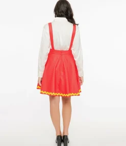 Disney Mickey & Friends Collection by Unique Vintage Red Mickey Face Pinafore