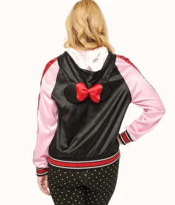 Disney Mickey & Friends Collection by Unique Vintage Minnie Mouse Hooded Satin Bomber Jacket