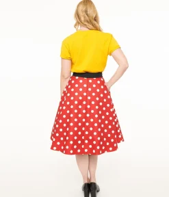 Disney Mickey & Friends Collection by Unique Vintage Red & White Polka Dot Mickey Mouse Vivien Swing Skirt
