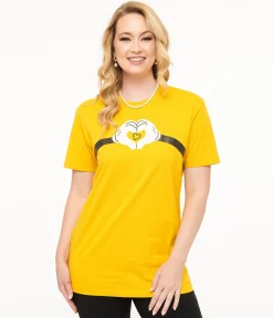Disney Mickey & Friends Collection by Unique Vintage Yellow Mickey Mouse Heart Unisex Graphic Tee