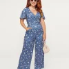 Dolly & Dotty Blue Floral & Hedgehog Print Charlotte Jumpsuit