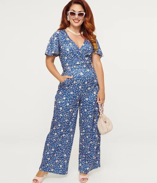 Dolly & Dotty Blue Floral & Hedgehog Print Charlotte Jumpsuit