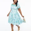 Dolly & Dotty 1950s Baby Blue Whale Print Darlene Swing Dress