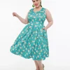 Dolly & Dotty 1950s Turquoise Meerkat Print Amanda Swing Dress
