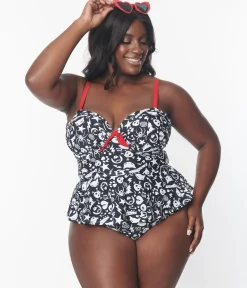 Emily The Strange x Unique Vintage Plus Size Black & White Daphne Pant