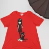 Emily The Strange x Unique Vintage Red Little Miss Strange Fitted Graphic Tee