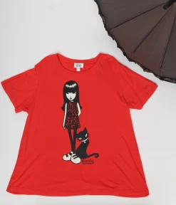 Emily The Strange x Unique Vintage Red Little Miss Strange Fitted Graphic Tee