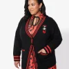 Emily The Strange x Unique Vintage Black & Red Long Cardigan