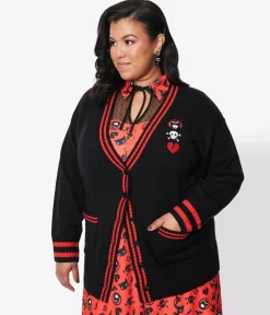 Emily The Strange x Unique Vintage Black & Red Long Cardigan