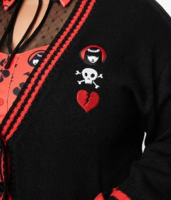 Emily The Strange x Unique Vintage Black & Red Long Cardigan