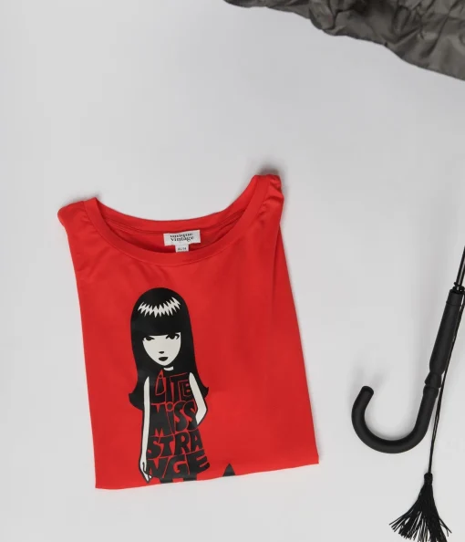 Emily The Strange x Unique Vintage Red Little Miss Strange Fitted Graphic Tee