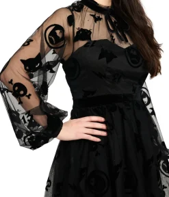 Emily The Strange x Unique Vintage Black Flocked Tulle Flare Dress