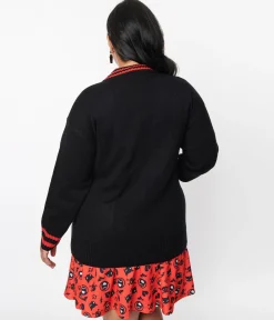 Emily The Strange x Unique Vintage Black & Red Long Cardigan