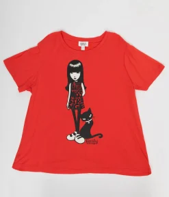 Emily The Strange x Unique Vintage Red Little Miss Strange Fitted Graphic Tee