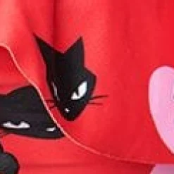 Emily The Strange x Unique Vintage Red & Black Cats Ruffle Swim Top