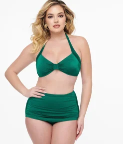 Esther Williams 1950s Dark Green Two Piece Bikini Set