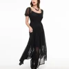 Foxblood Black Sheer Mesh Lily Maxi Dress