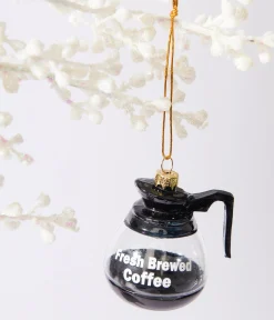 Fresh Brewed Coffee Pot Glass Ornament