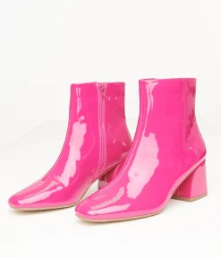 Fuchsia Patent Leatherette Booties