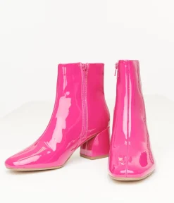 Fuchsia Patent Leatherette Booties