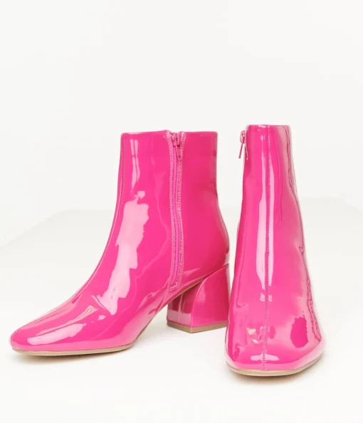 Fuchsia Patent Leatherette Booties