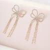 Gold & Silver Rhinestone Bow Dangle Earrings