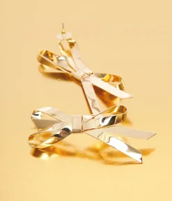 Gold Bow Drop Earrings