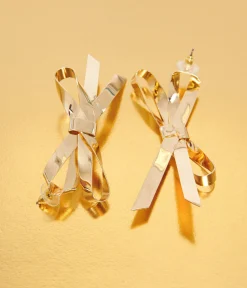 Gold Bow Drop Earrings