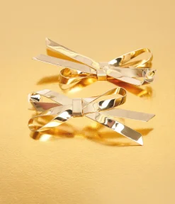 Gold Bow Drop Earrings