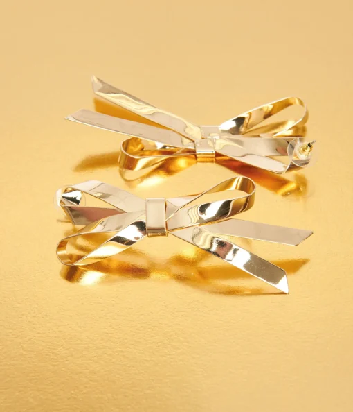 Gold Bow Drop Earrings