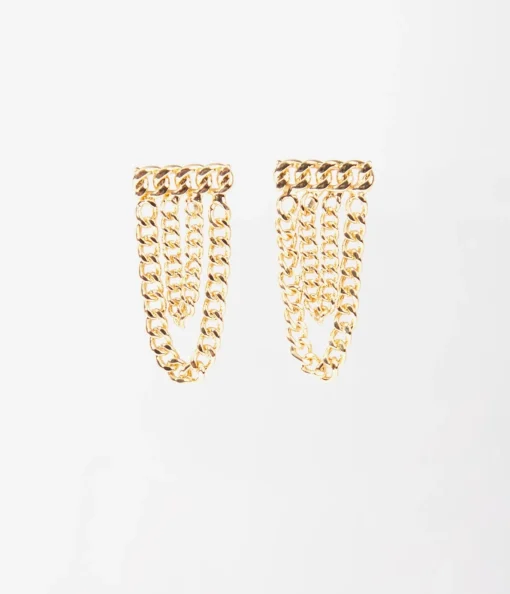 Gold Curb Chain Link Earrings