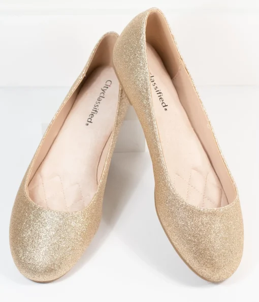 Golden Glitter Ballet Flats