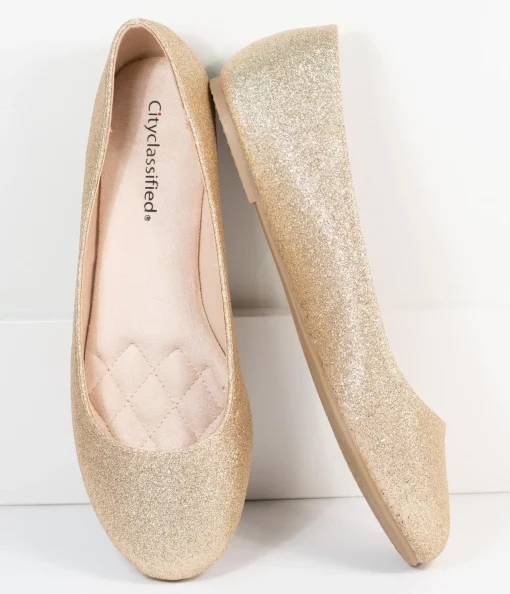 Golden Glitter Ballet Flats