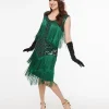 Green Beaded Fringe Flapper Dress