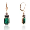 Green Rhinestone Art Deco Drop Earrings