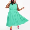 Green Seersucker Midi Dress