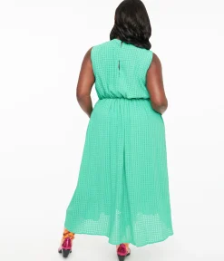 Green Seersucker Midi Dress