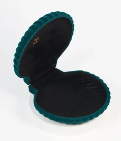 Green Velvet Seashell Venus Jewelry Box