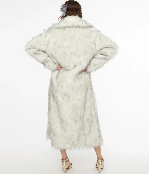 Grey Long Faux Fur Coat