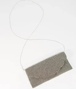 Gunmetal & Silver Beaded Envelope Clutch