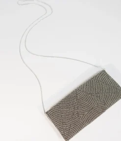 Gunmetal & Silver Beaded Envelope Clutch