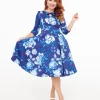 Hearts & Roses Blue & White Floral Dafney Swing Dress