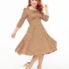 Hearts & Roses Brown Check Daniella Swing Dress