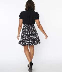 Hell Bunny Black & White Heart Lock Mini Skirt