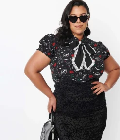 Hell Bunny Black Lilith Blouse